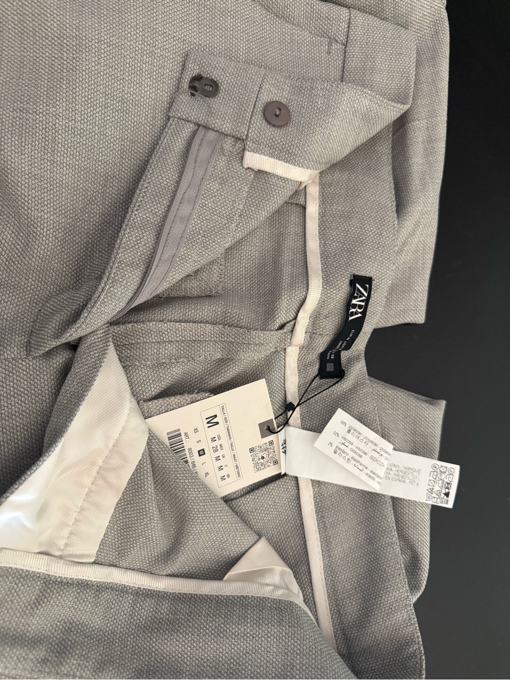 Zara Light Gray Textured Women's Trousers BRAND NEW